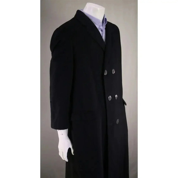 Lit Brothers Navy 100% Cashmere Continental Cashmere Vienna Austria Overcoat~ L - Picture 5 of 10